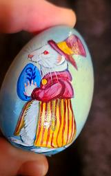Collectables; Hand Painted Pysanky Wooden Egg - Well Dressed Albino; Hand painted wooden egg; Stef