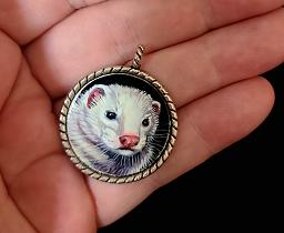 Collectables; Hand Painted Victorian Style Miniature - White Ferret; ; Stef