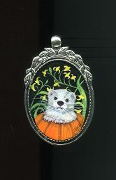 Collectables; 3D Dark Nose Ermine Like Ferret Pendant; Hand painted pendant; Stef