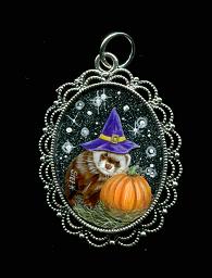 Collectables; 3D Witchy Poo Ferret Pendant; Hand painted pendant; Stef