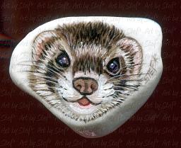 Collectables; Ferret Face; Hand Painted Santorini Stone; Stef