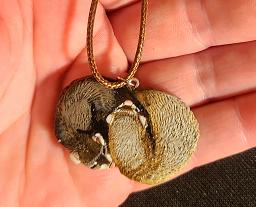 Collectables; Hand Crafted and Painted Polymer Clay Pendant - Infinity Ferrets; Polymer Clay Pendant; Stef