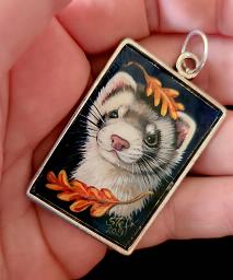 Collectables; Hand Painted Pendant - Autumn Leaves; ; Stef