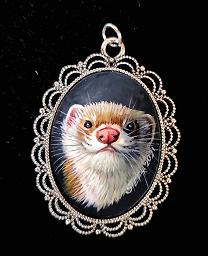 Collectables; Hand Painted Victorian Style Miniature - Bib Ferret Portrait; ; Stef