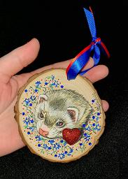 Collectables; Hand Painted Wood Slice - Patriotic; Painted Wood Slice; Stef