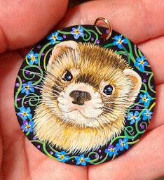 Collectables; Hand Painted Wooden Forget-Me-Not Pendant - C; Pendant; Stef