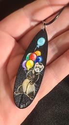Collectables; Hand Painted Wooden Pendant - Birthday!; Wooden Pendant; Stef