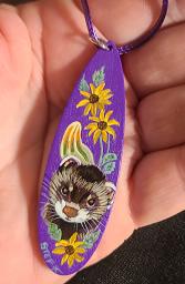 Collectables; Hand Painted Wooden Pendant - Purple Gourds; Wooden Pendant; Stef