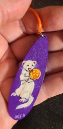 Collectables; Hand Painted Wooden Pendant - Purple Lolly; Wooden Pendant; Stef
