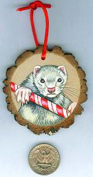 Collectables; Wood Slice Ornament C; Handpainted Wood Ornament; Stef